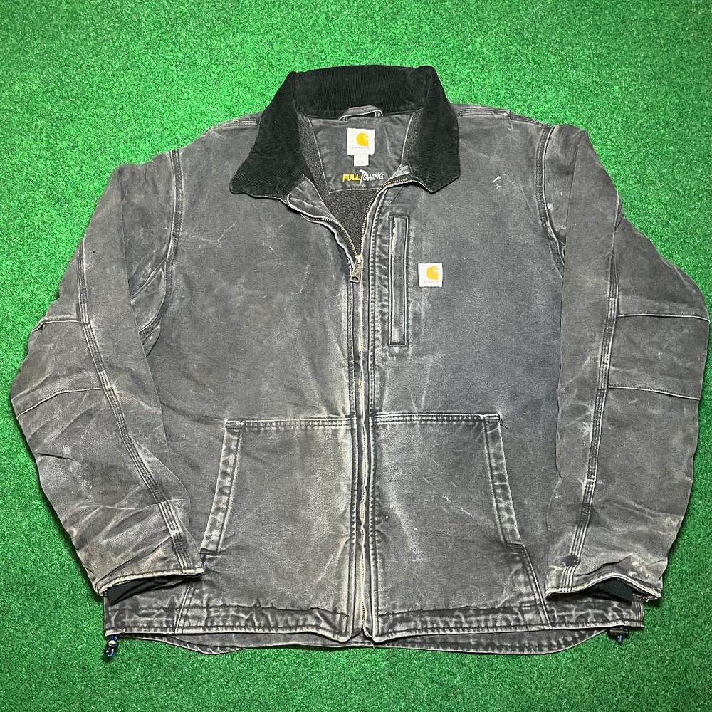 Carhartt Black Faded Distressed Mens Zip Up Insulated Jacket